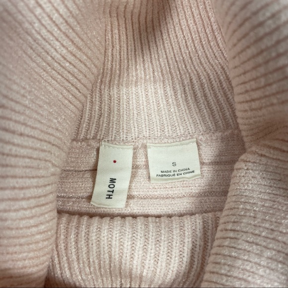 Anthologies Moth blush turtleneck dolman sleeve rib knit sweater size S - Picture 2 of 7